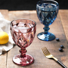 Wholesale Elegant Personalized Decoration Colored Goblet Vintage Pressed Wine Glass Cups
